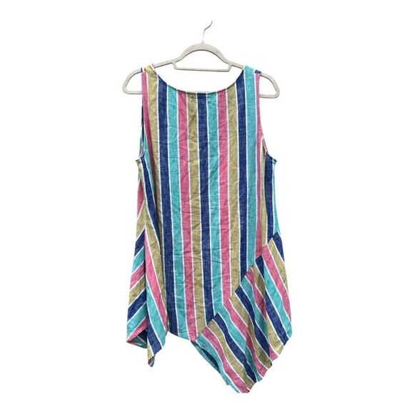 For Cynthia Multicolor Striped Asymmetrical Tank Top size medium linen - Picture 3 of 4